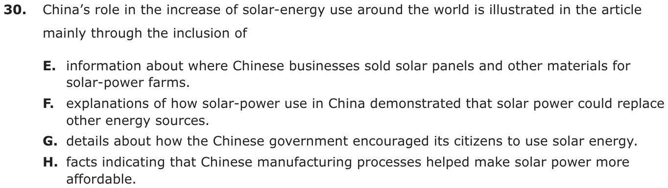 Question 30 as printed on page 176 of the DOE handbook.