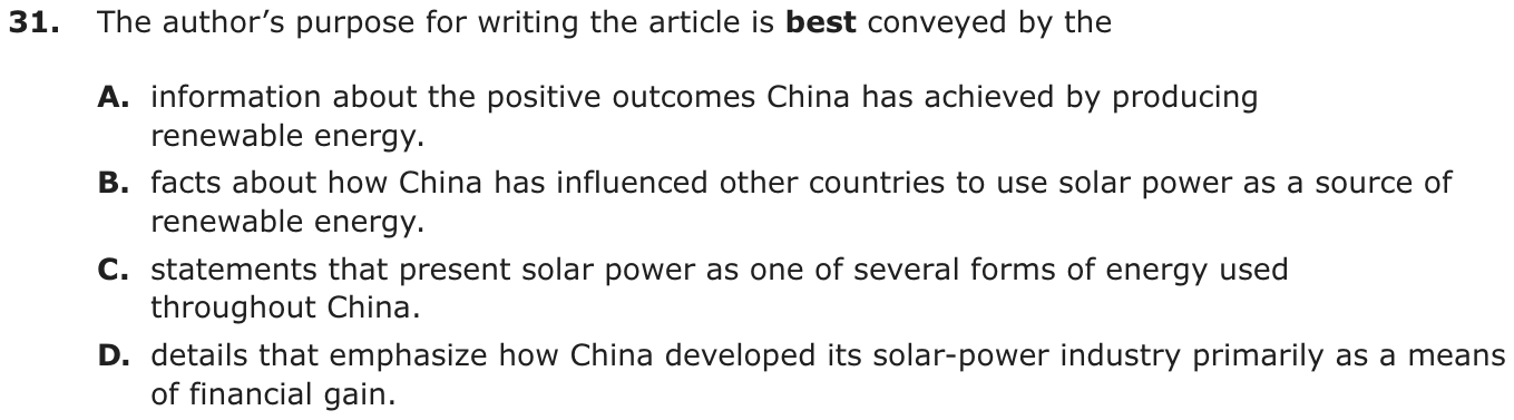 Question 31 as printed on page 177 of the DOE handbook.