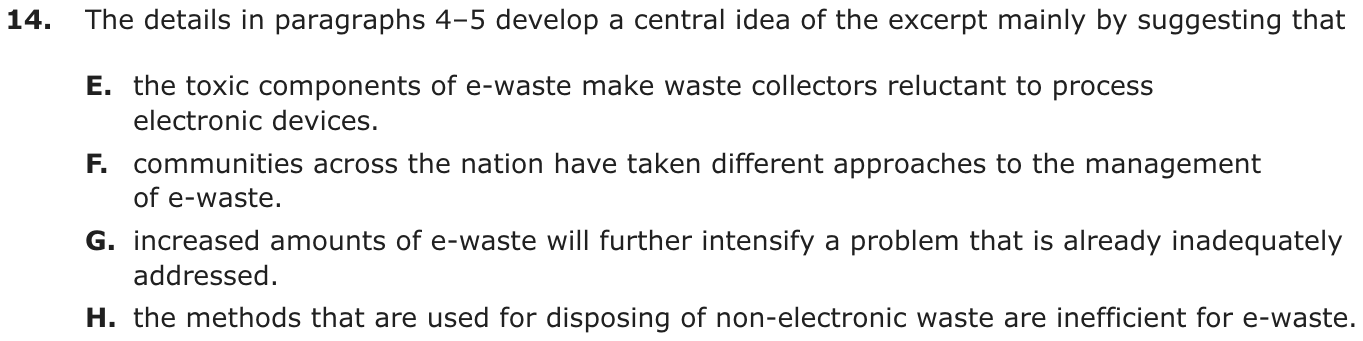 Question 14 as printed on page 167 of the DOE handbook.