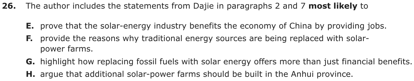 Question 26 as printed on page 175 of the DOE handbook.