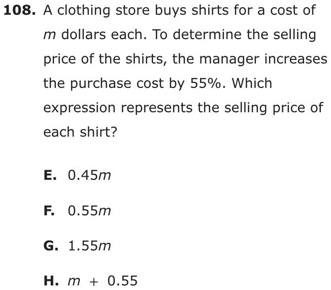 Question 108 as printed on page 212 of the DOE handbook.