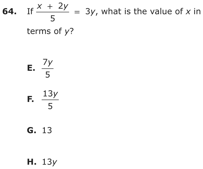 Question 64 as printed on page 199 of the DOE handbook.