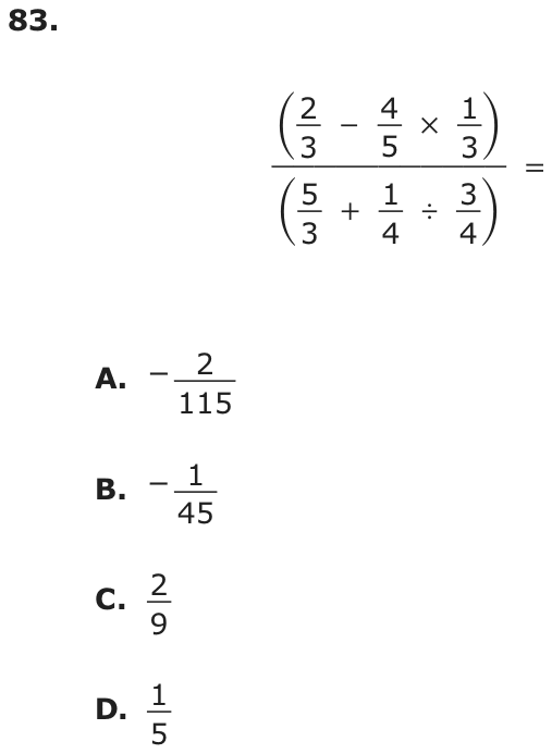 Question 83 as printed on page 204 of the DOE handbook.