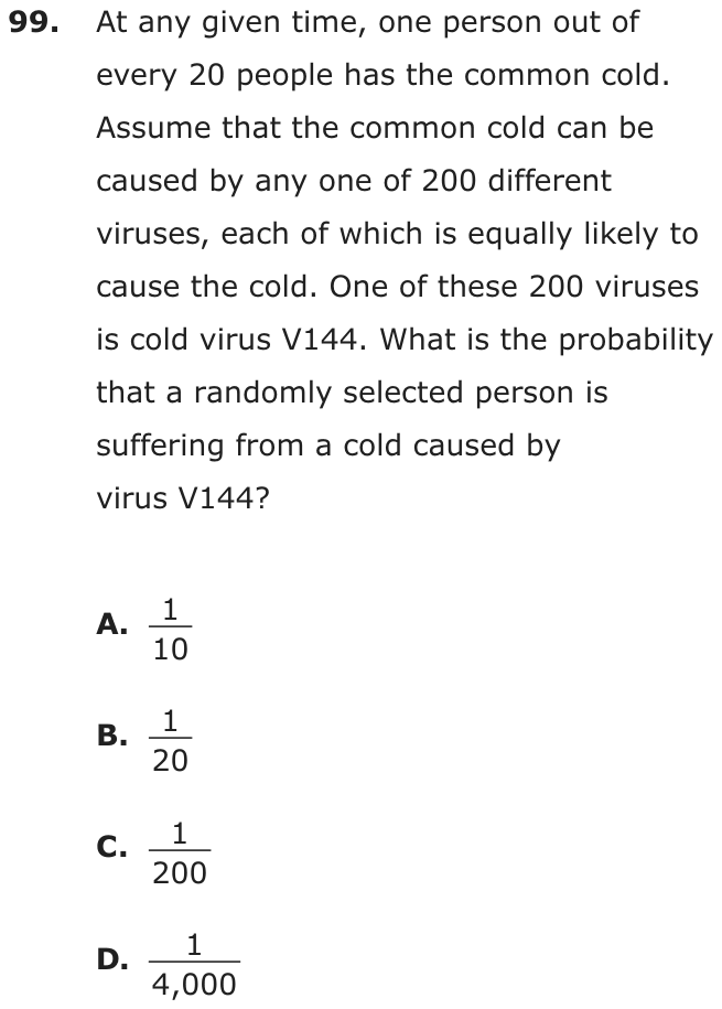 Question 99 as printed on page 209 of the DOE handbook.