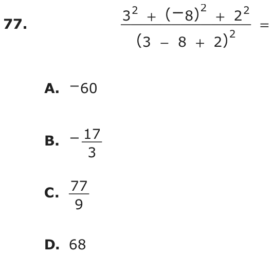 Question 77 as printed on page 80 of the DOE handbook.