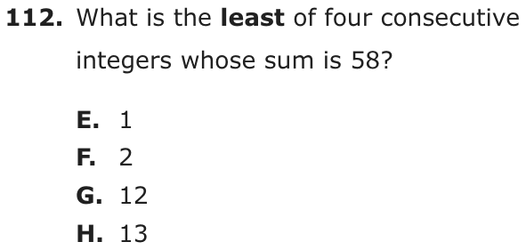 Question 112 as printed on page 90 of the DOE handbook.