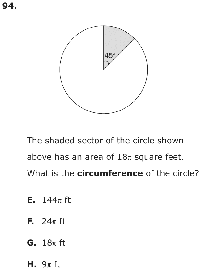 Question 94 as printed on page 85 of the DOE handbook.