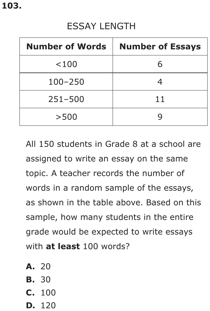 Question 103 as printed on page 87 of the DOE handbook.