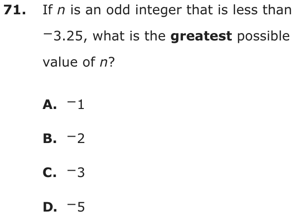 Question 71 as printed on page 79 of the DOE handbook.