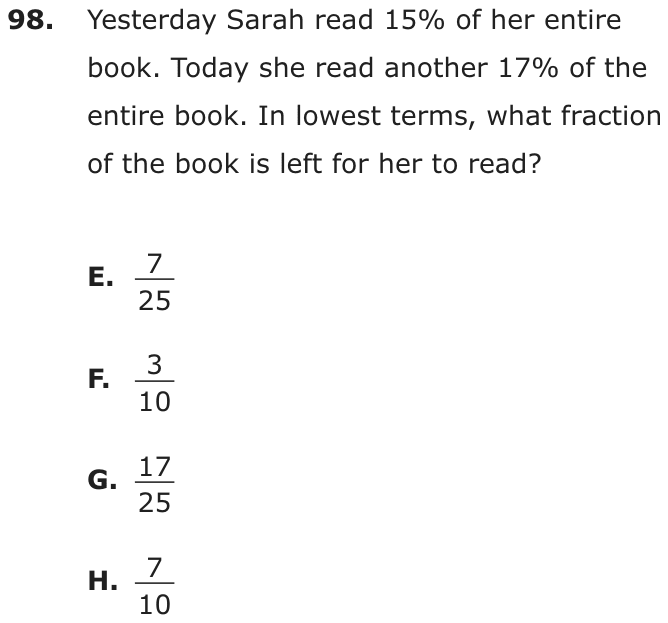 Question 98 as printed on page 86 of the DOE handbook.