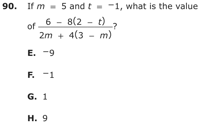 Question 90 as printed on page 84 of the DOE handbook.