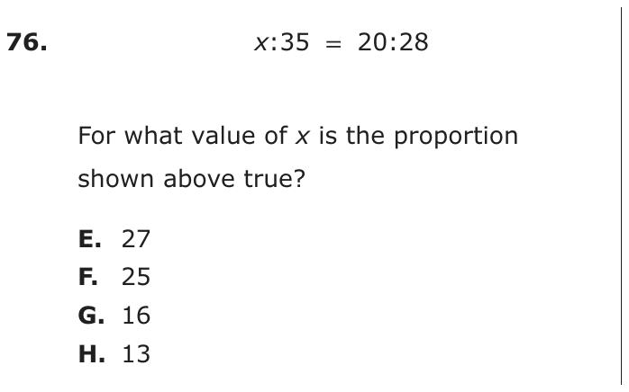 Question 76 as printed on page 80 of the DOE handbook.