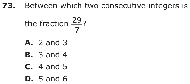 Question 73 as printed on page 79 of the DOE handbook.