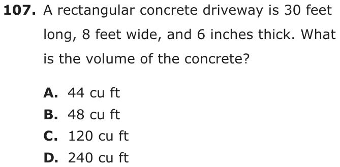 Question 107 as printed on page 89 of the DOE handbook.