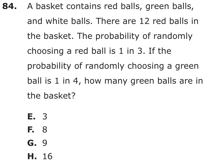 Question 84 as printed on page 82 of the DOE handbook.