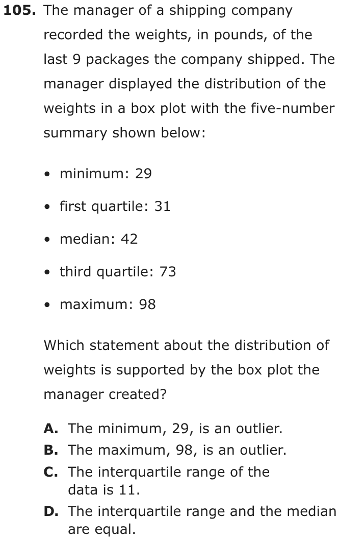 Question 105 as printed on page 88 of the DOE handbook.