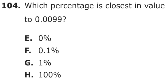 Question 104 as printed on page 87 of the DOE handbook.