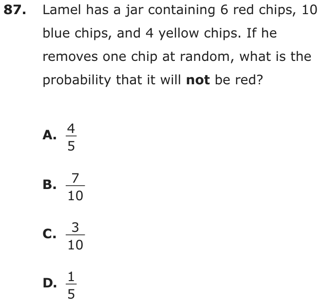 Question 87 as printed on page 83 of the DOE handbook.