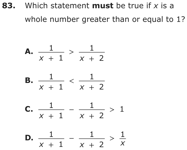 Question 83 as printed on page 82 of the DOE handbook.