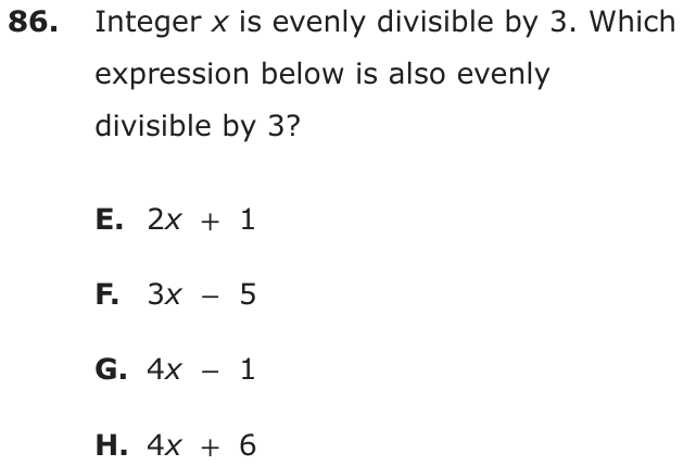 Question 86 as printed on page 83 of the DOE handbook.