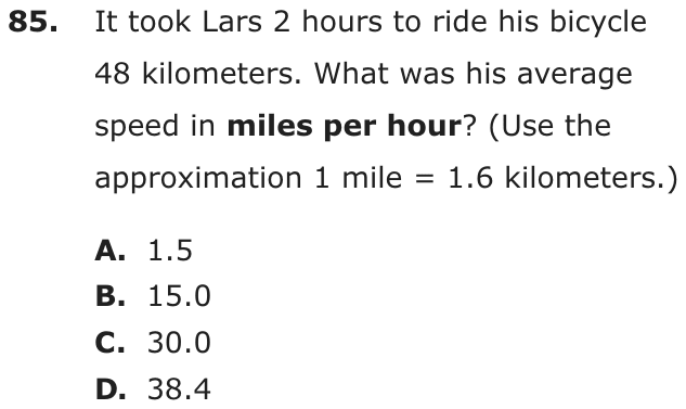 Question 85 as printed on page 82 of the DOE handbook.