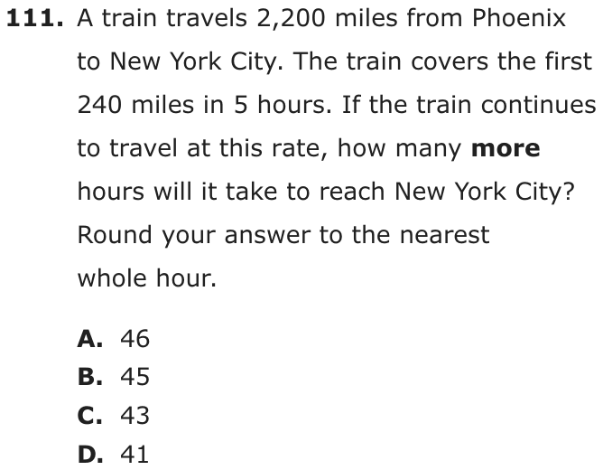 Question 111 as printed on page 90 of the DOE handbook.