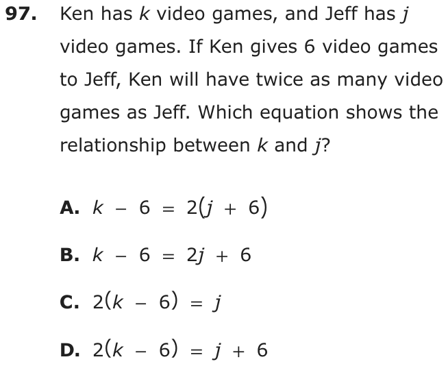 Question 97 as printed on page 85 of the DOE handbook.
