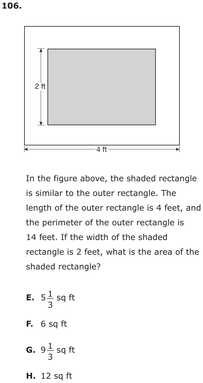 Question 106 as printed on page 88 of the DOE handbook.
