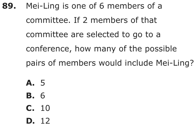 Question 89 as printed on page 83 of the DOE handbook.