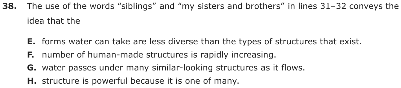Question 38 as printed on page 178 of the DOE handbook.