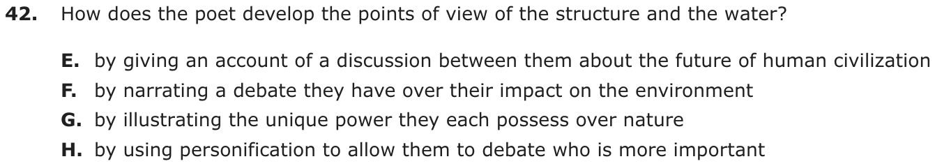 Question 42 as printed on page 179 of the DOE handbook.