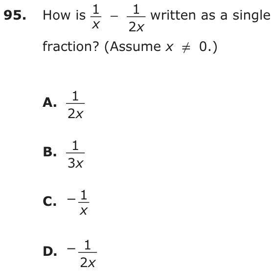 Question 95 as printed on page 202 of the DOE handbook.