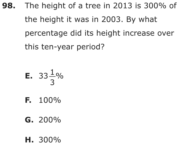 Question 98 as printed on page 203 of the DOE handbook.
