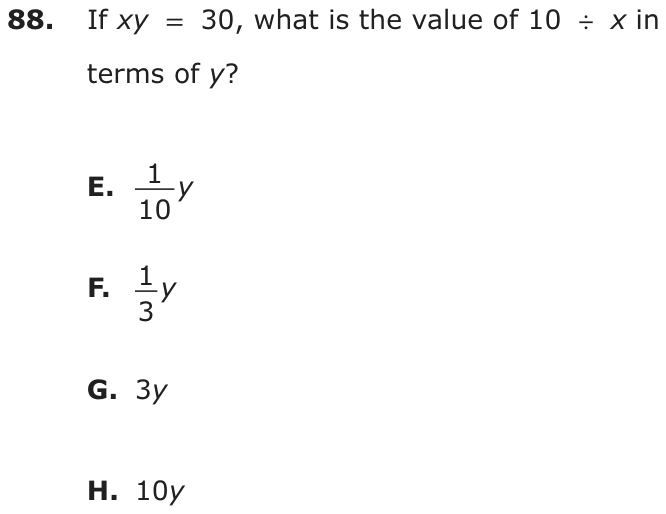 Question 88 as printed on page 200 of the DOE handbook.