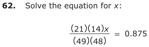 Question 62 as printed on page 192 of the DOE handbook.