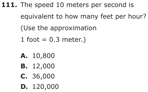 Question 111 as printed on page 207 of the DOE handbook.