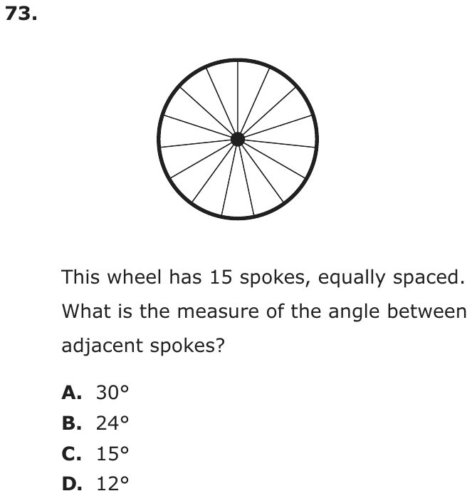 Question 73 as printed on page 195 of the DOE handbook.