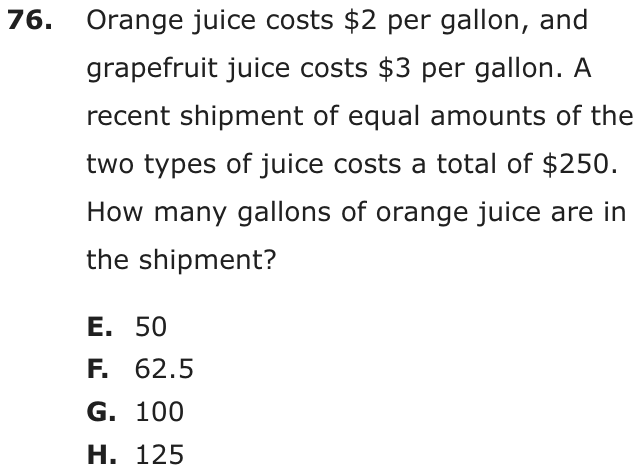 Question 76 as printed on page 196 of the DOE handbook.