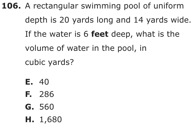 Question 106 as printed on page 205 of the DOE handbook.