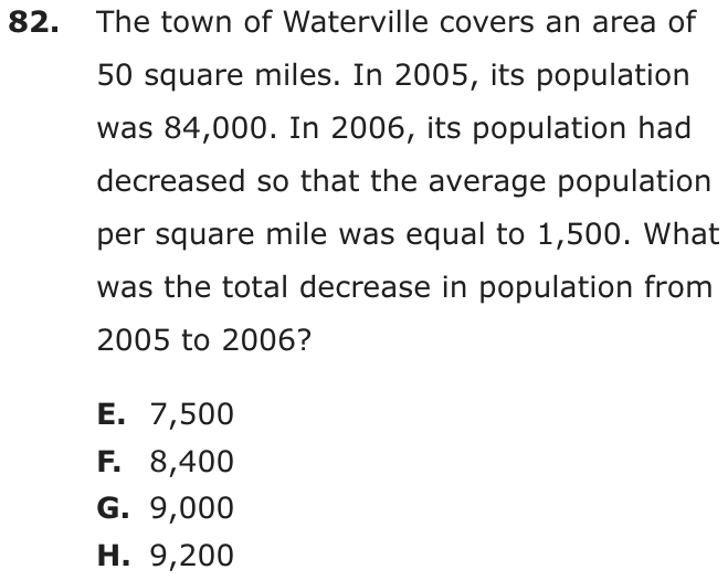 Question 82 as printed on page 199 of the DOE handbook.