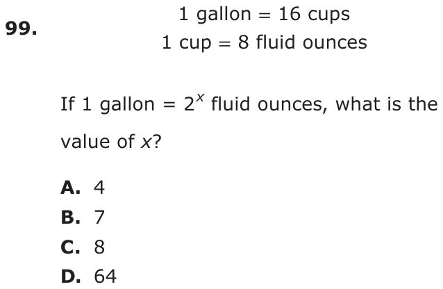 Question 99 as printed on page 203 of the DOE handbook.
