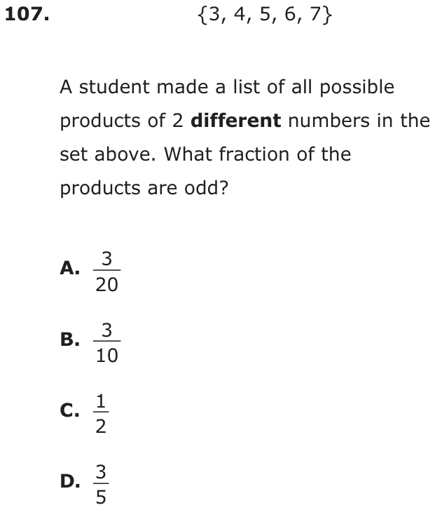 Question 107 as printed on page 205 of the DOE handbook.