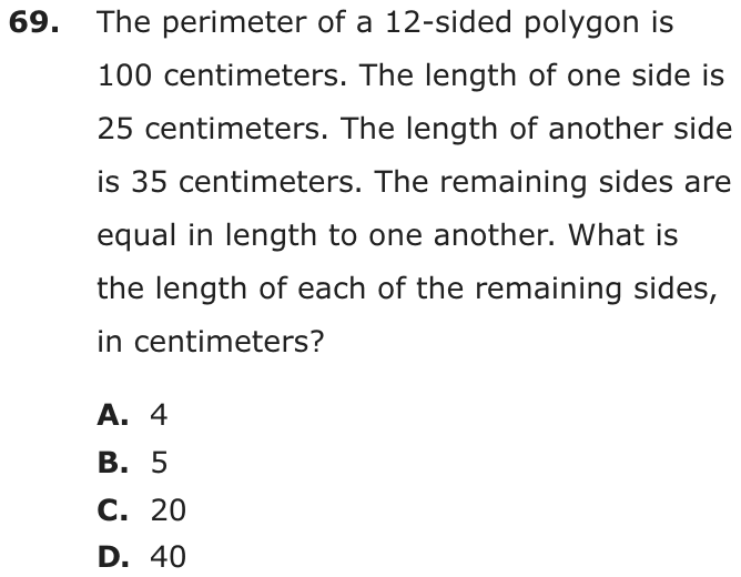 Question 69 as printed on page 194 of the DOE handbook.