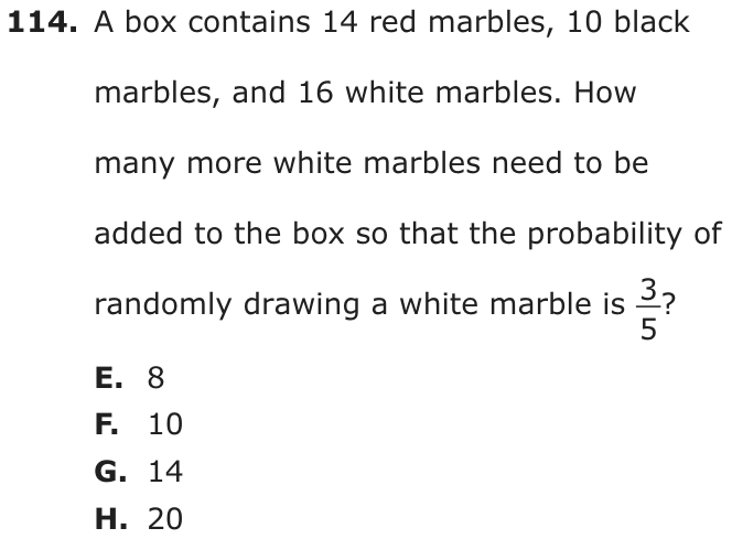 Question 114 as printed on page 208 of the DOE handbook.