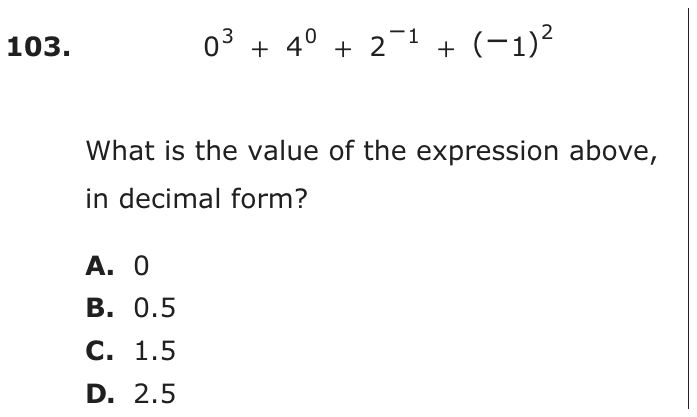 Question 103 as printed on page 204 of the DOE handbook.