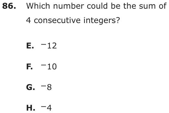 Question 86 as printed on page 200 of the DOE handbook.