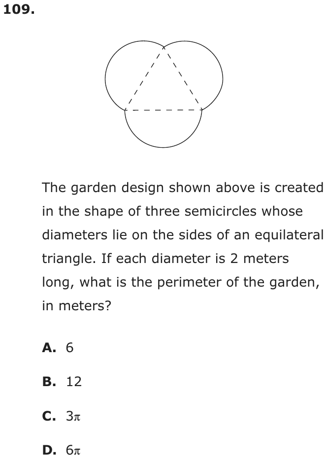 Question 109 as printed on page 206 of the DOE handbook.