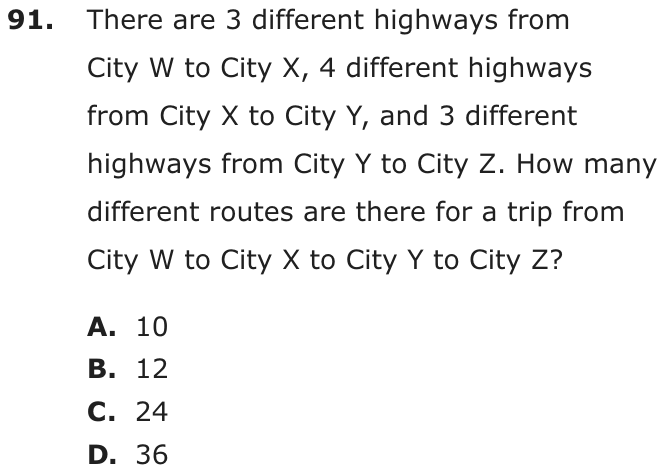 Question 91 as printed on page 201 of the DOE handbook.
