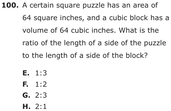 Question 100 as printed on page 203 of the DOE handbook.