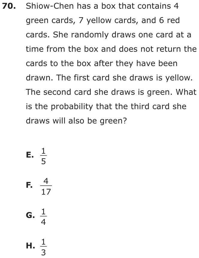 Question 70 as printed on page 195 of the DOE handbook.